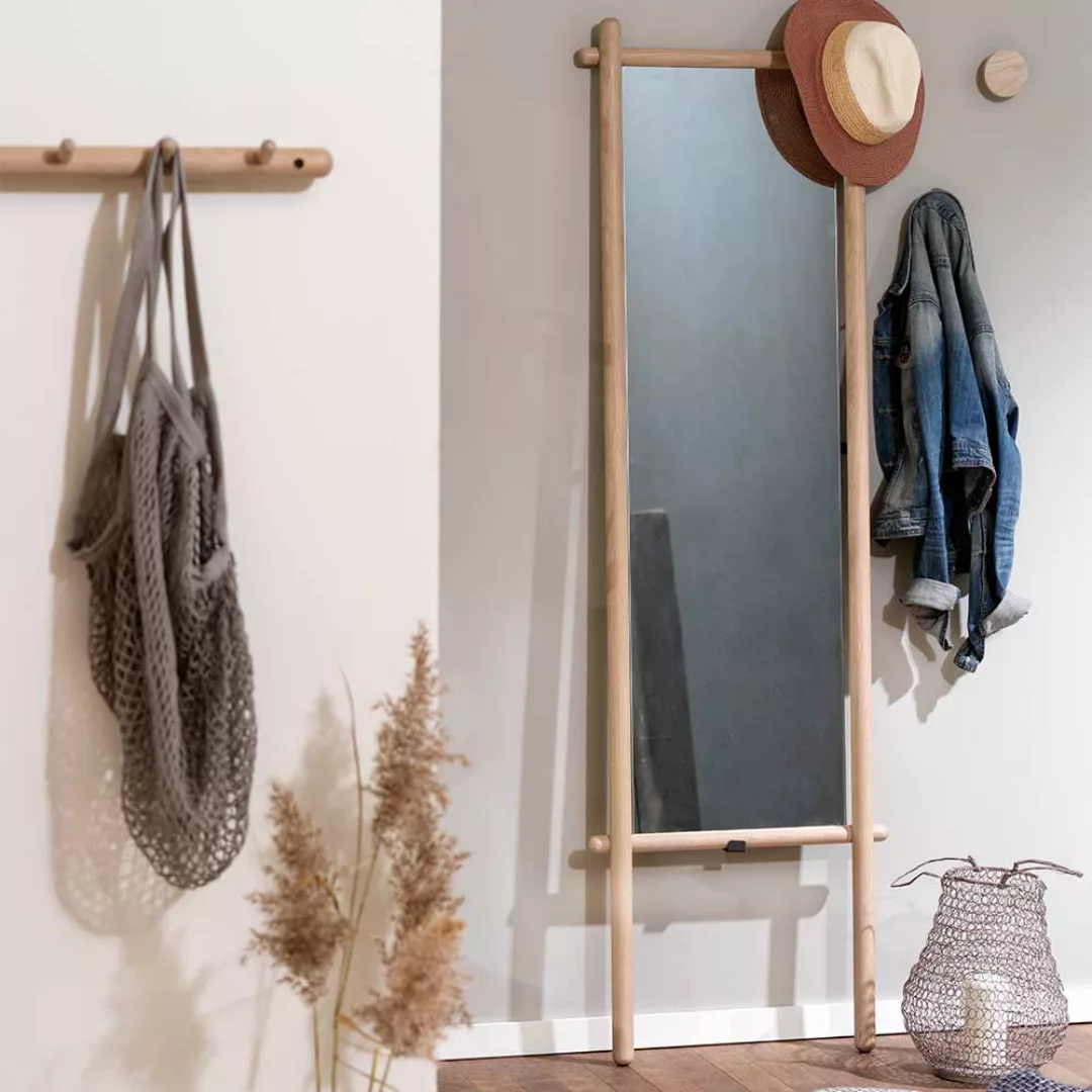Designerstandspiegel aus Eiche White Wash massiv 180 cm hoch günstig online kaufen