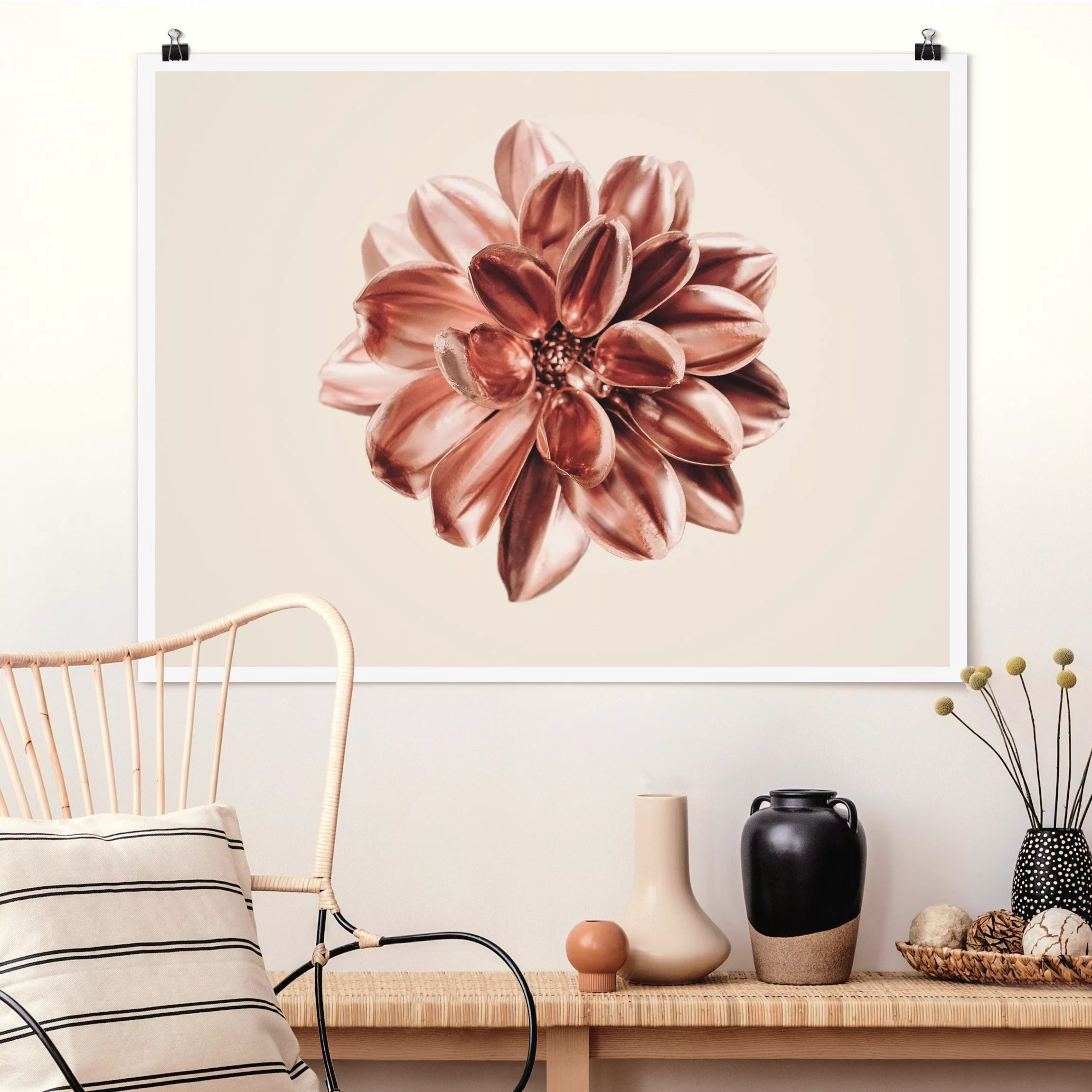 Poster Dahlie Rosegold Metallic Rosa günstig online kaufen