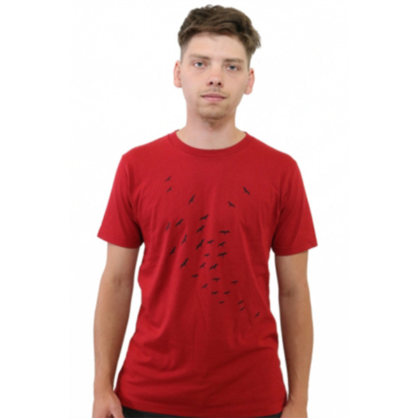 T-shirt "Vogelschwarm", Bedrucktes Herrenshirt, Siebdruck, Bio-baumwolle günstig online kaufen