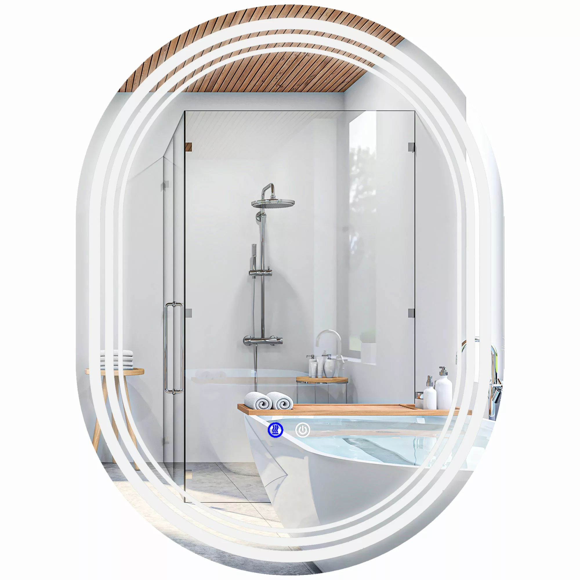 kleankin LED Badspiegel mit Beleuchtung 70x50cm  Touch-Schalter, 3 Lichtfar günstig online kaufen