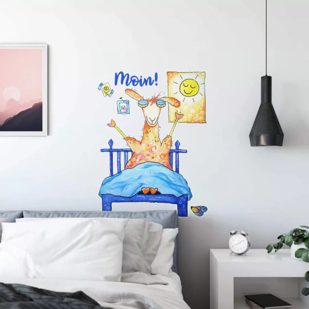 Wall-Art Wandtattoo »Guten Morgen Lama Moin«, (1 St.), selbstklebend, entfe günstig online kaufen