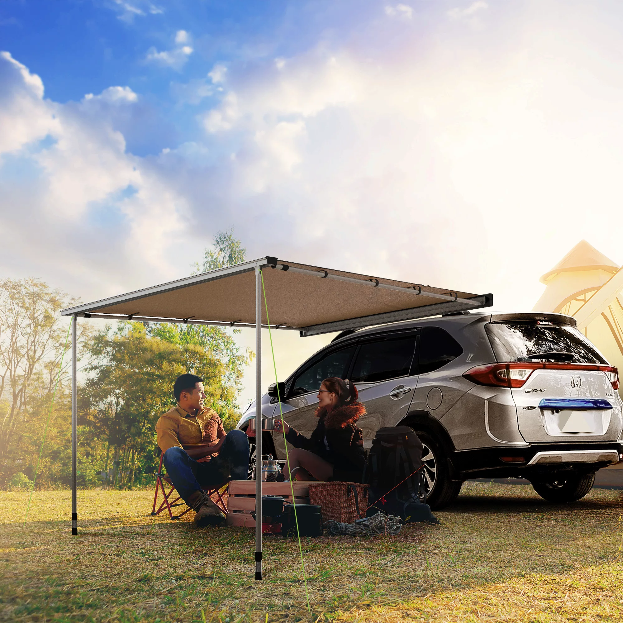 Outsunny Sonnensegel Wohnwagen 1,6 x 2,5 m Auto Markise ausziehbare Fahrzeu günstig online kaufen