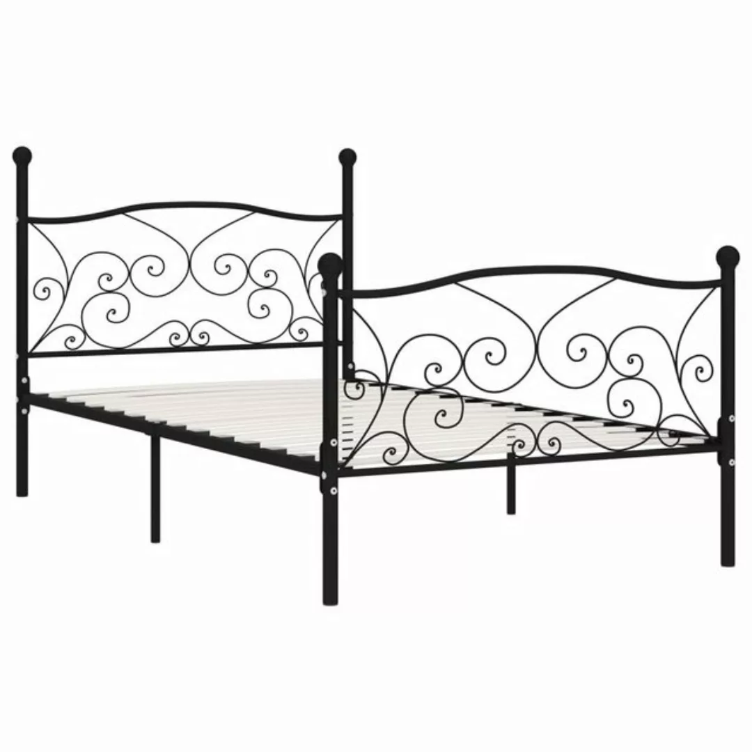 furnicato Bettgestell mit Lattenrost Schwarz Metall 100 × 200 cm (1-tlg) günstig online kaufen