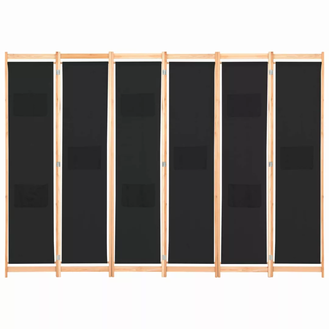 6-teiliger Raumteiler Schwarz 240 X 170 X 4 Cm Stoff günstig online kaufen