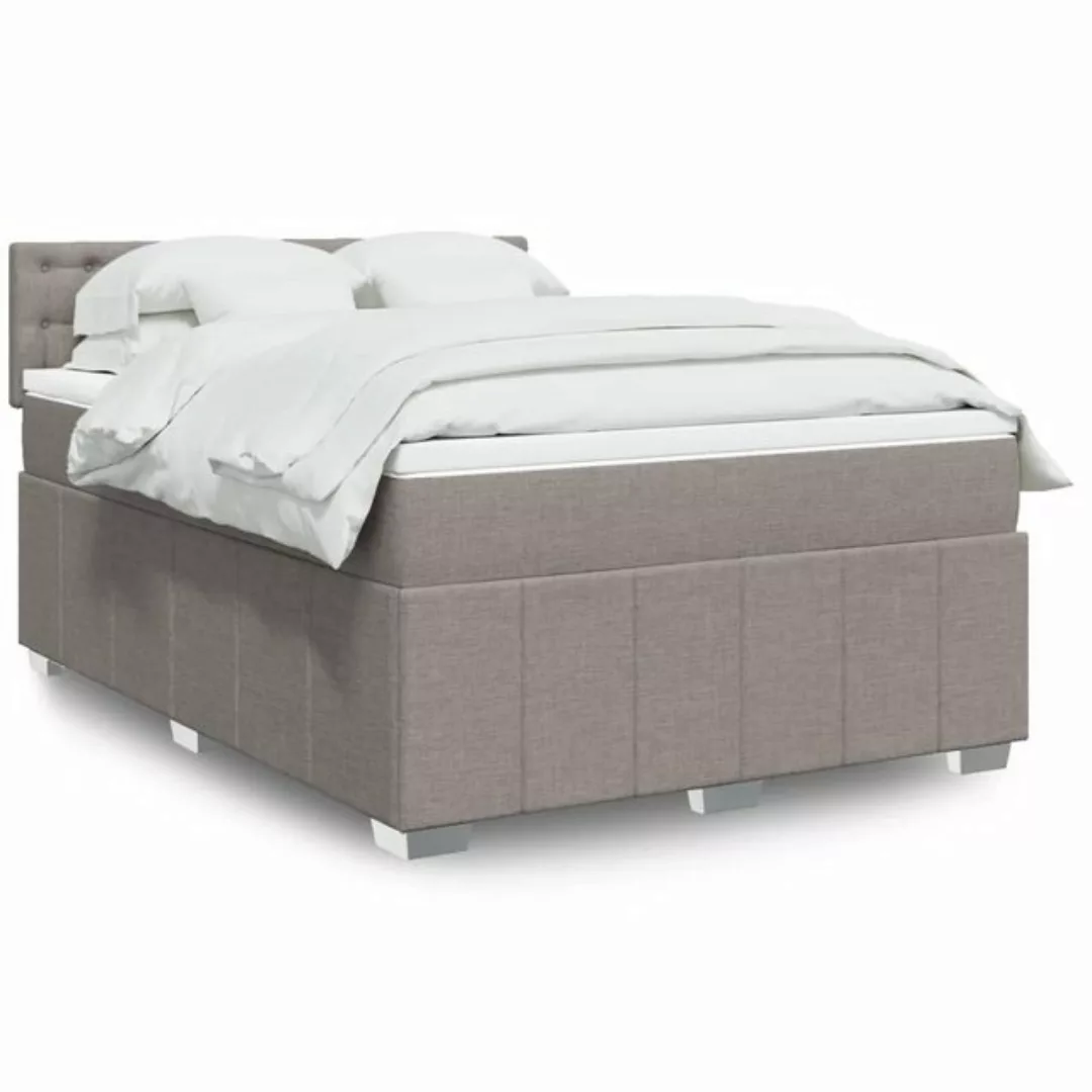 vidaXL Boxspringbett, Boxspringbett mit Matratze Taupe 160x200 cm Stoff günstig online kaufen