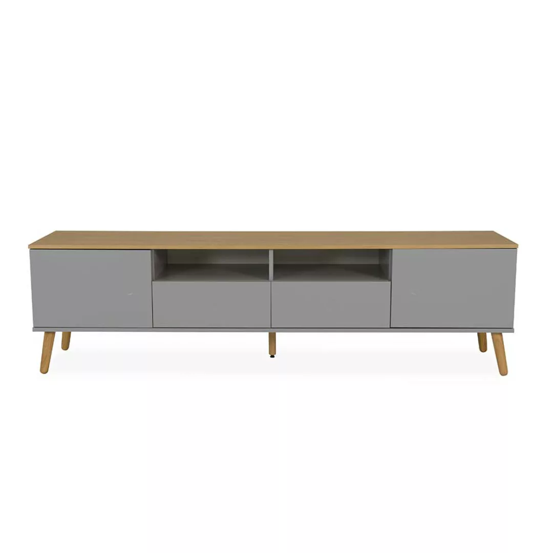 TV Möbel in Grau und Eiche furniert Skandi Design günstig online kaufen