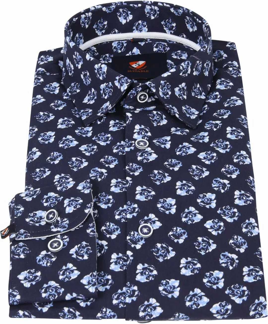 Suitable Hemd Blumen Navy - Größe 39 günstig online kaufen