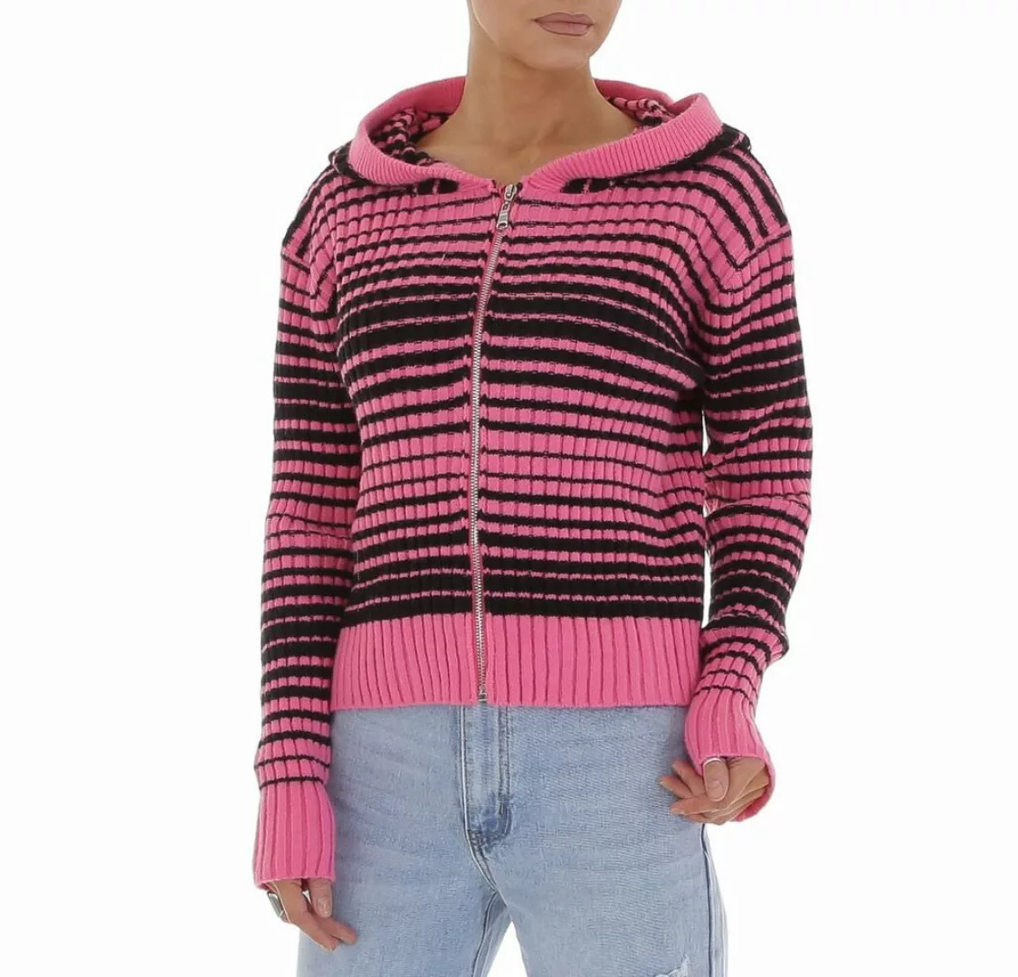 Ital-Design Strickpullover Damen Freizeit Kapuze Gestreift Stretch Strickpu günstig online kaufen