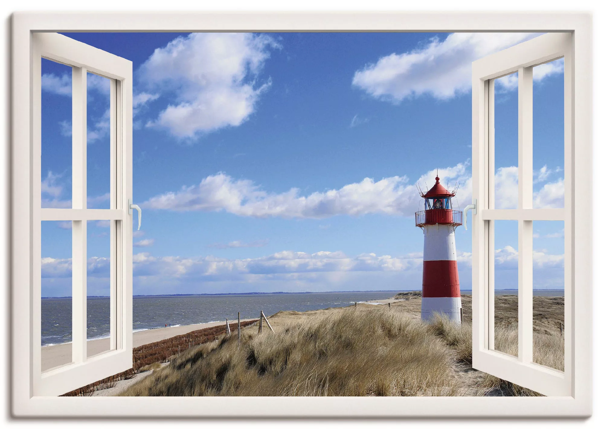 Artland Wandbild "Fensterblick - Leuchtturm Sylt", Fensterblick, (1 St.), a günstig online kaufen