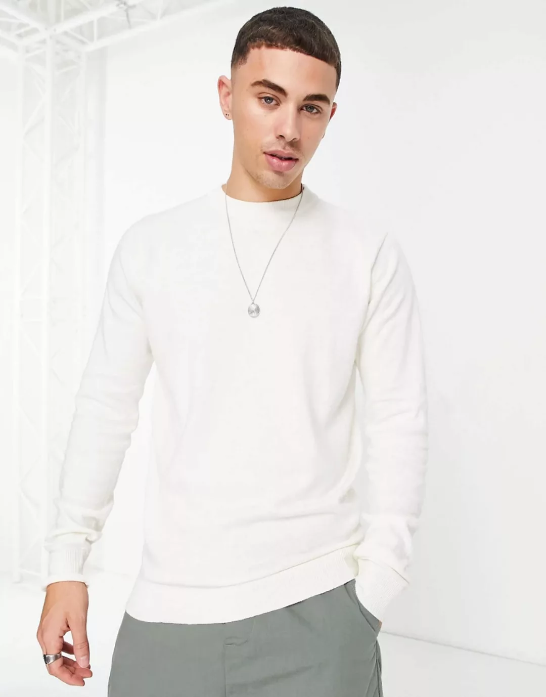 Threadbare – Ungebleichter Pullover aus Baumwolle mit Rundhalsausschnitt-Ro günstig online kaufen
