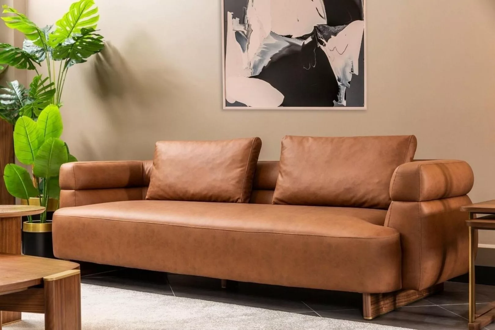 JVmoebel 3-Sitzer Dreisitzer Sofa 3 Sitzer Couch Kunstleder Braun Design Wo günstig online kaufen