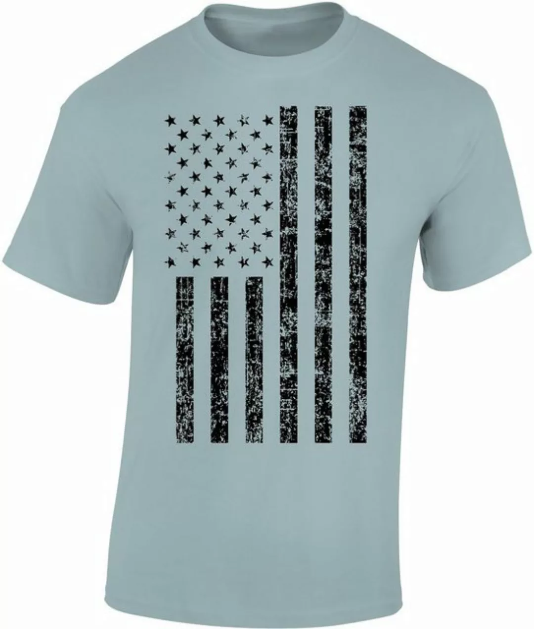 Baddery Print-Shirt USA Flagge Shirt - Black Stars and Stripes - US Army T- günstig online kaufen