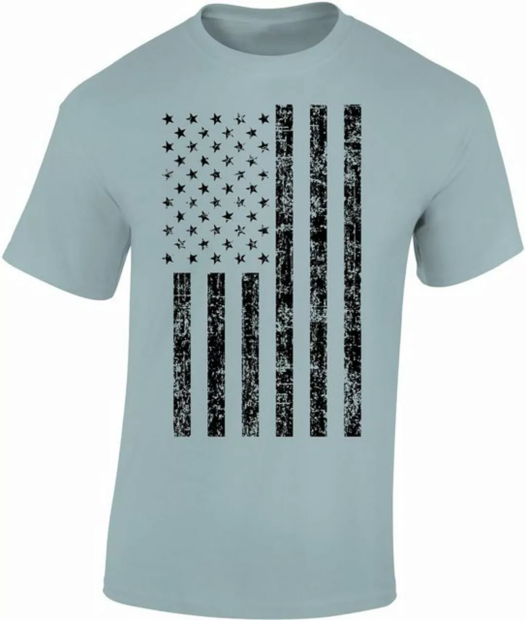 Baddery Print-Shirt USA Flagge Shirt: "Black Stars and Stripes" - US Army T günstig online kaufen