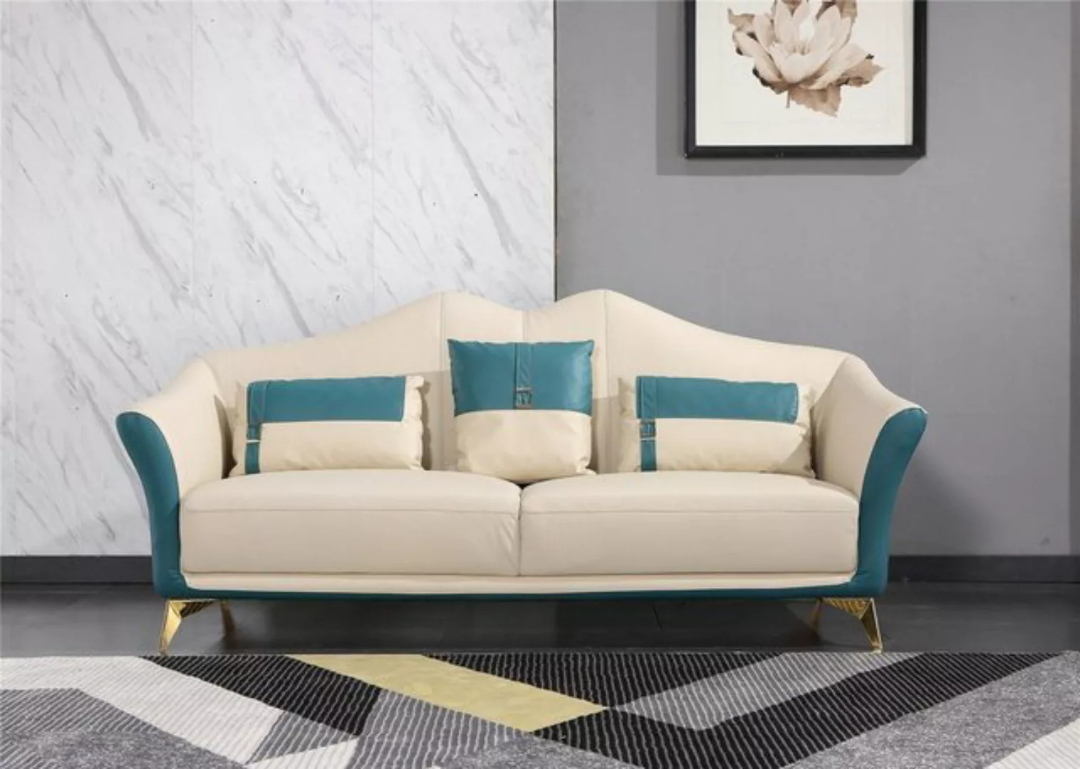 JVmoebel Sofa Orange-weiße Polster Sofagarnitur Modernes Design 3+2+1 Set, günstig online kaufen