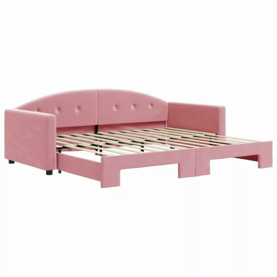 vidaXL Gästebett Gästebett Tagesbett Ausziehbar Rosa 90x200 cm Samt Bett Be günstig online kaufen