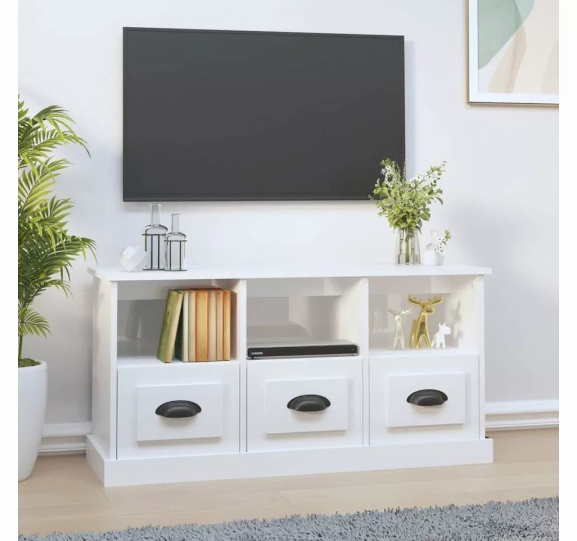 furnicato TV-Schrank Hochglanz-Weiß 100x35x50 cm Holzwerkstoff günstig online kaufen