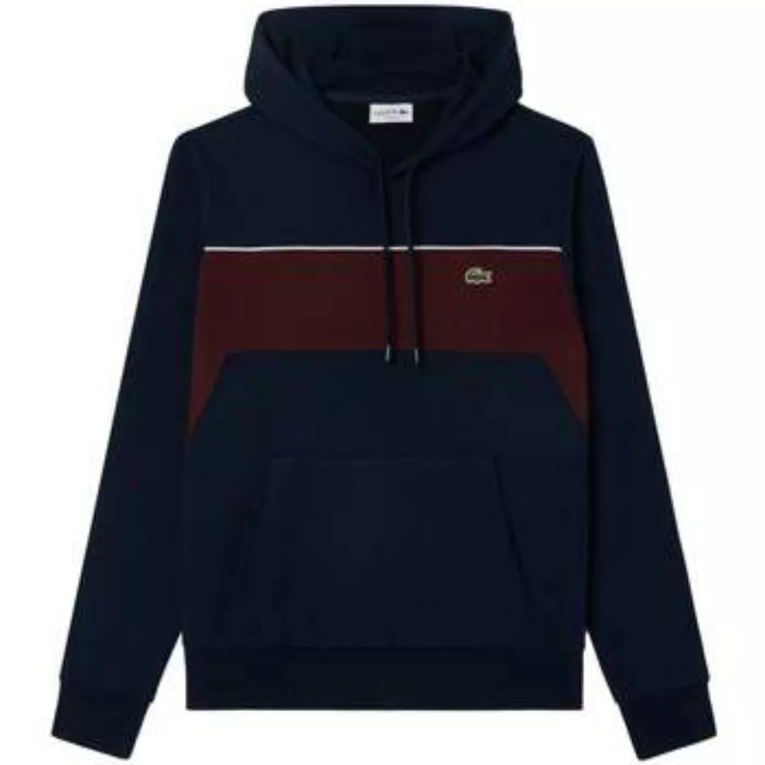 Lacoste  Sweatshirt Colour Block Fleece Hoodie Navy Blue/Bordeaux günstig online kaufen