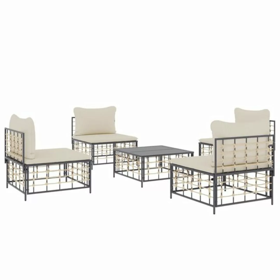 Vidaxl 5-tlg. Garten-lounge-set Mit Kissen Anthrazit Poly Rattan günstig online kaufen