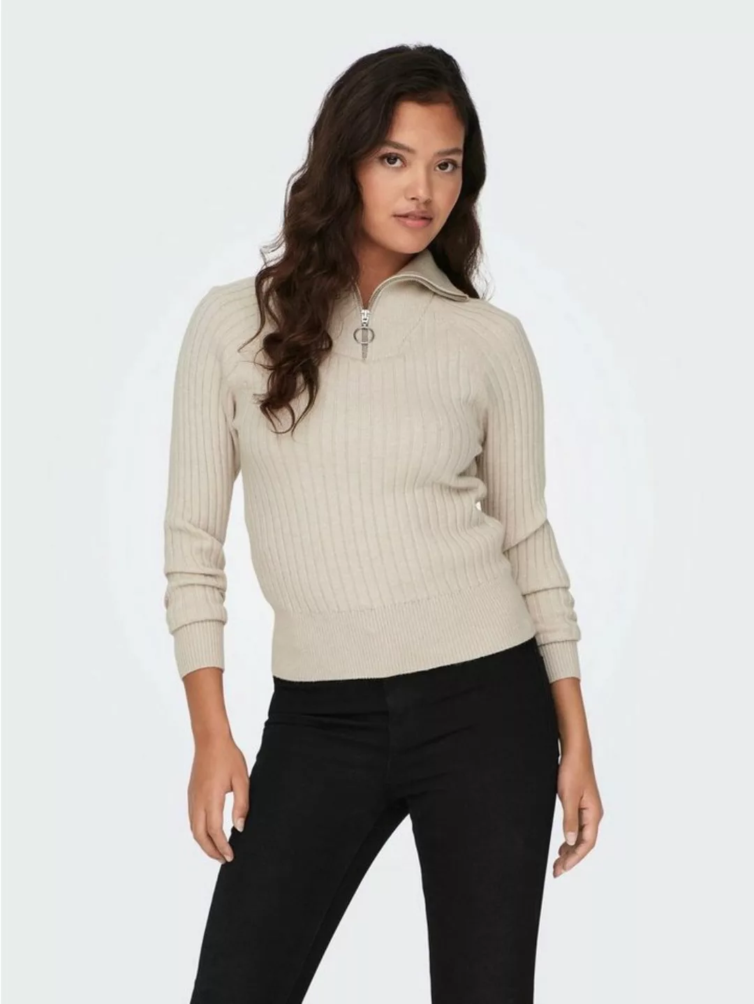 JACQUELINE de YONG Strickpullover Rippstrick Pullover Reißverschluss JDYMAG günstig online kaufen