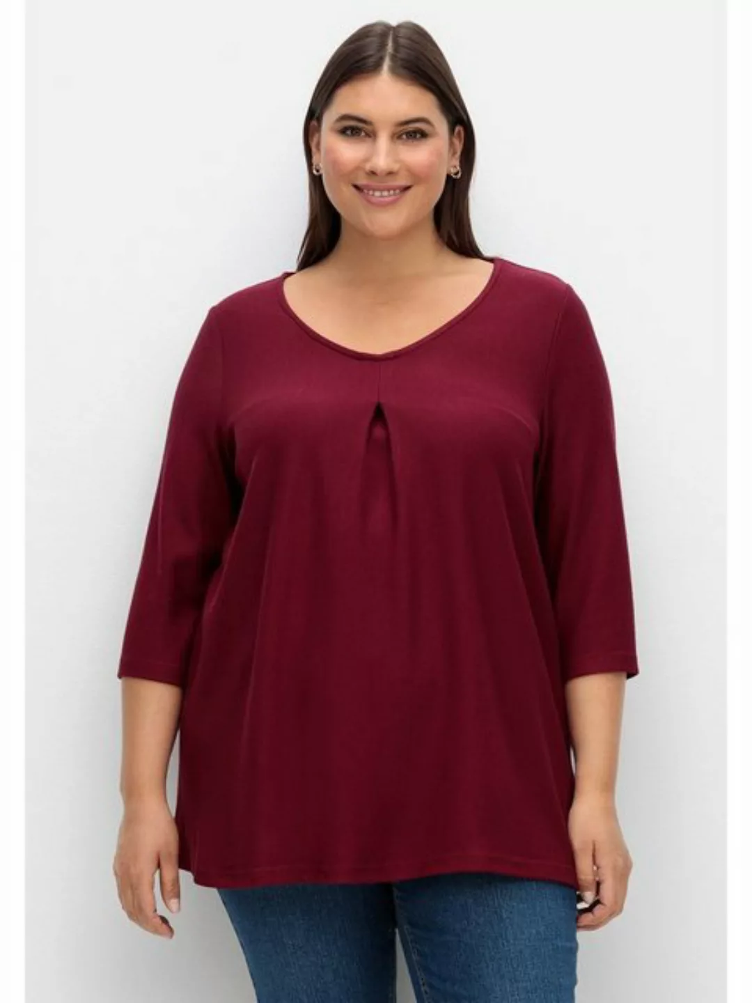 Sheego 3/4-Arm-Shirt "Große Größen", mit Kellerfalte, in A-Linie günstig online kaufen