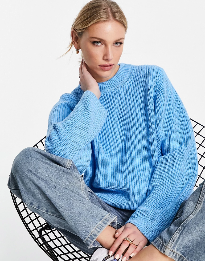 Weekday – Minnie – Pullover aus recyceltem Polyester in leuchtendem Blau günstig online kaufen