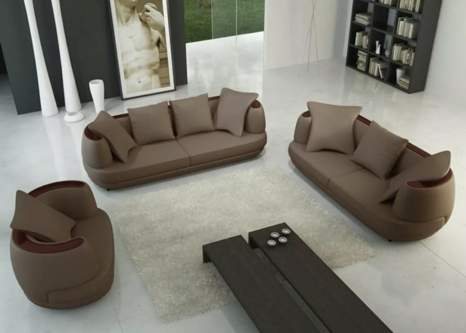 JVmoebel Sofa Luxus Design Sofagarnitur Klassische Leder Couch Polster Neu, günstig online kaufen