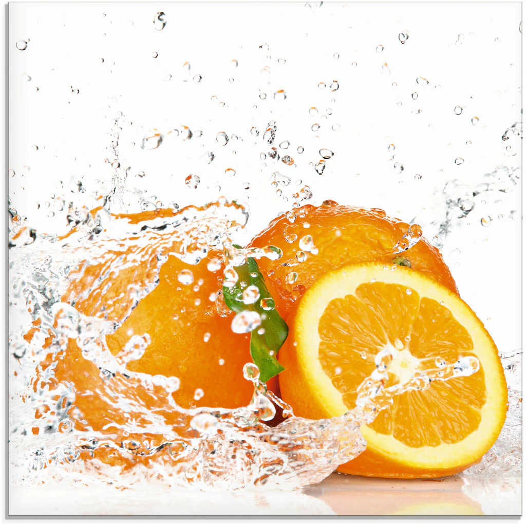 Artland Glasbild "Orange mit Spritzwasser", Süßspeisen, (1 St.), in verschi günstig online kaufen