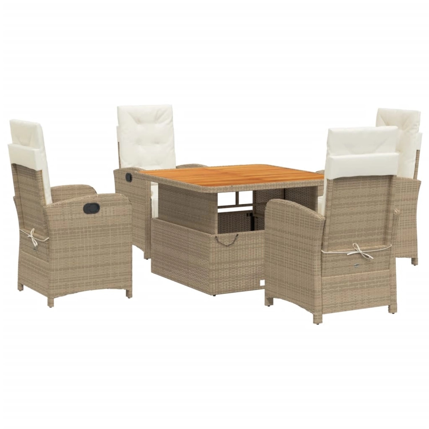vidaXL 5-Tlg Garten-Essgruppe mit Kissen Beige Poly Rattan 3277354 günstig online kaufen