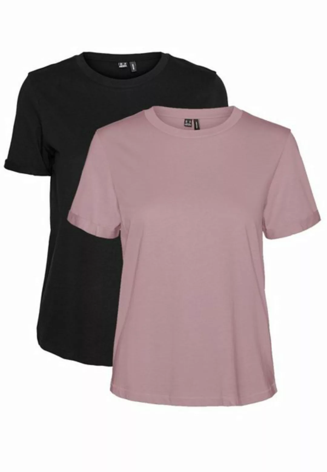 Vero Moda T-Shirt 2er Pack Basic T-Shirt VMPAULA (2-tlg) 5270 in Rosa günstig online kaufen
