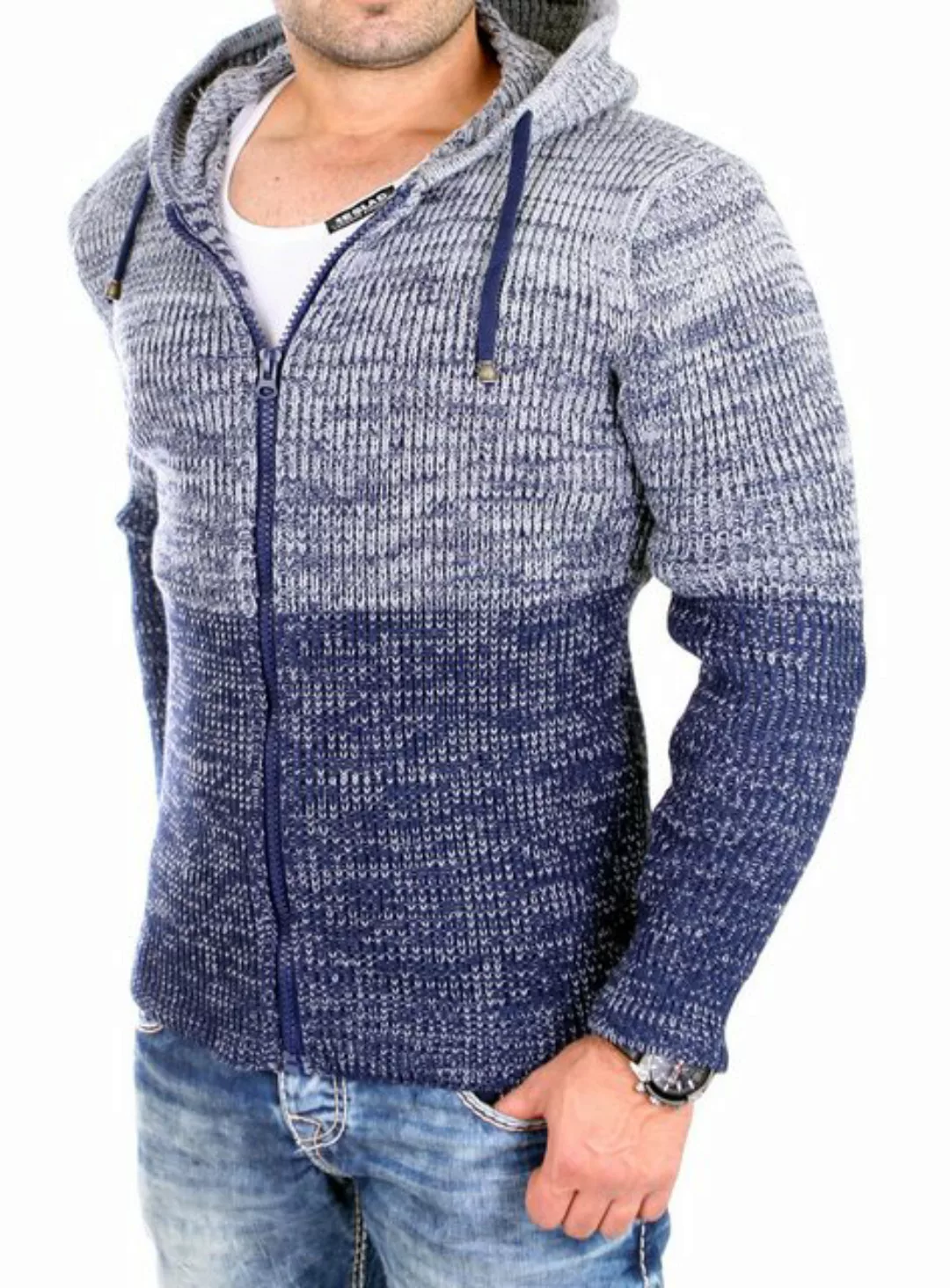 Reslad Strickpullover Reslad Strickjacke Herren Colorblock Kapuzen Cardigan günstig online kaufen