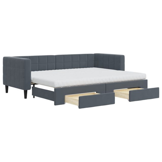 vidaXL Bett Tagesbett Ausziehbar mit Schubladen Dunkelgrau 80x200 cm Samt günstig online kaufen