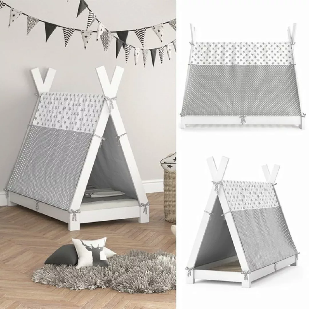 VitaliSpa Kinderbett Hausbett Tipi + Überwurf 70x140cm Indianerzelt Indiane günstig online kaufen