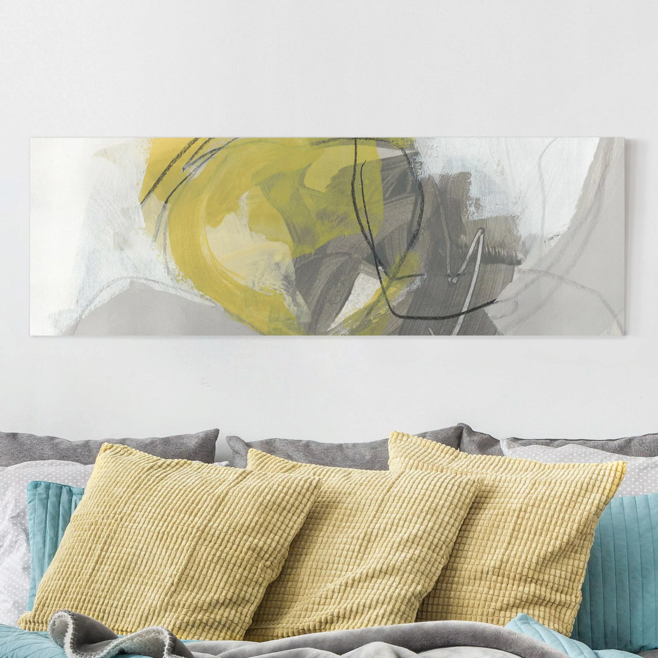 Leinwandbild Abstrakt - Panorama Zitronen im Nebel IV günstig online kaufen
