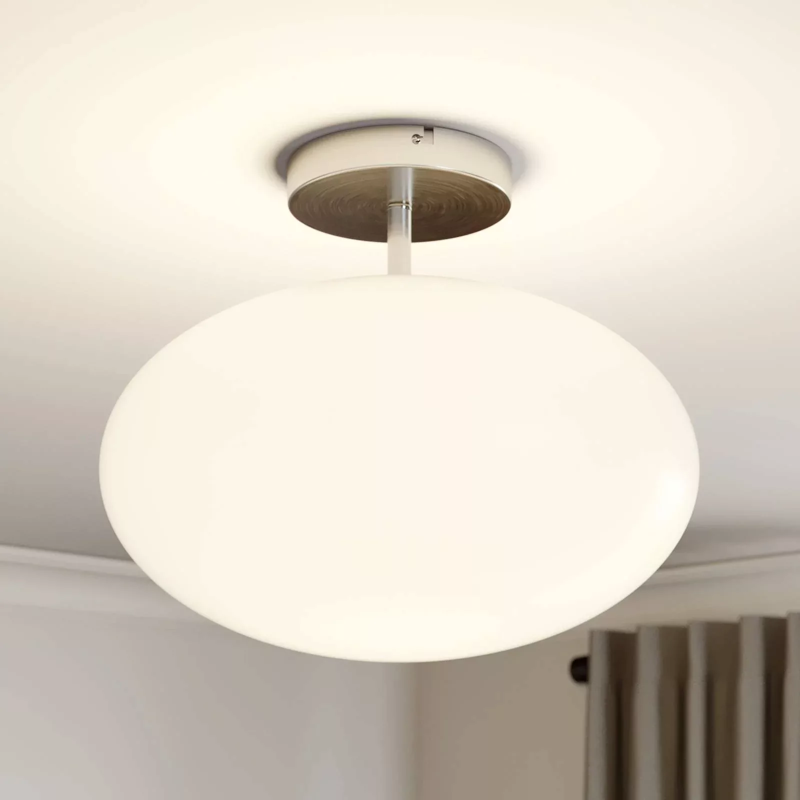 Lindby Deckenlampe Sonika, Ø 40 cm, nickelfarben, Glas, E27 günstig online kaufen