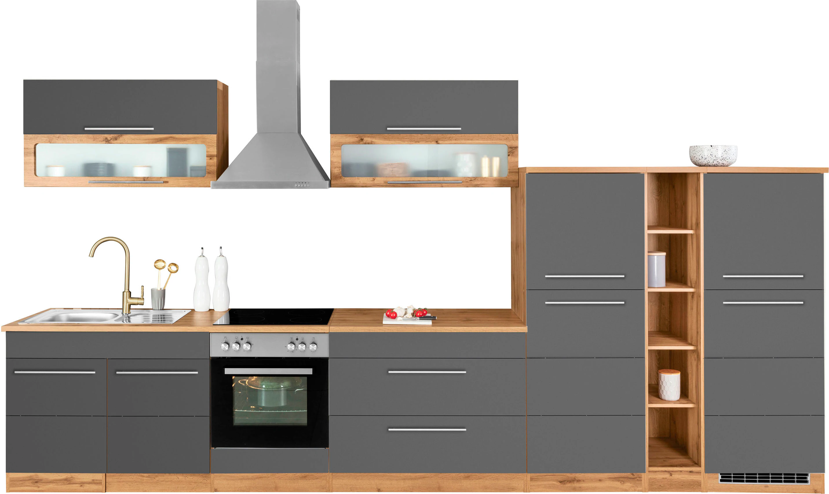 Kochstation Küchenzeile "KS-Wien", Breite 410 cm, wahlweise mit E-Geräten günstig online kaufen