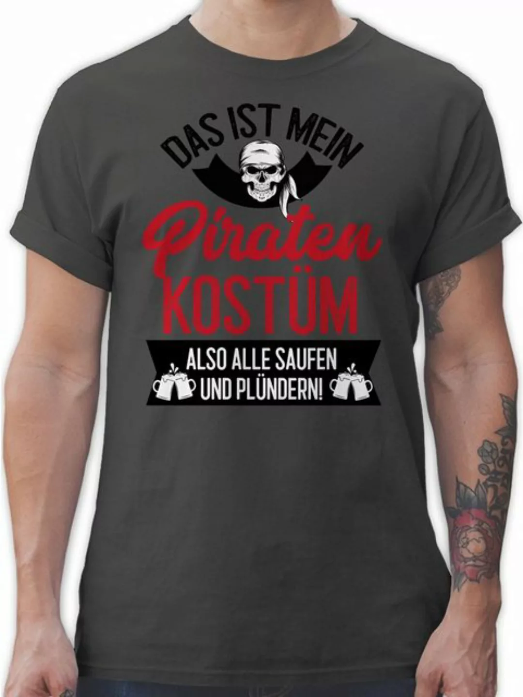 Shirtracer T-Shirt Das ist mein Piraten Kostüm - schwarz/rot Karneval & Fas günstig online kaufen