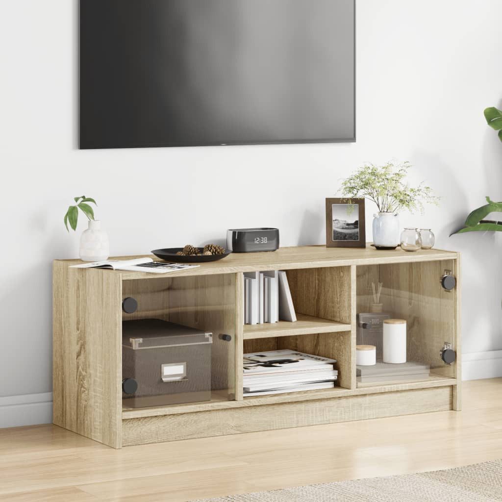 vidaXL TV-Schrank TV-Schrank mit Glastüren Sonoma-Eiche günstig online kaufen