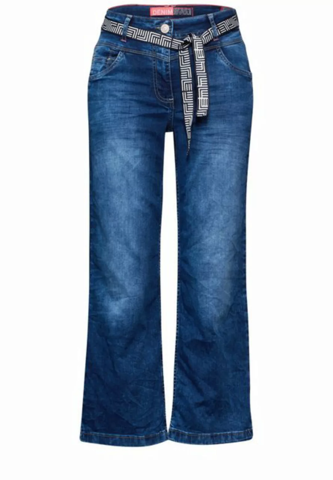 Cecil 5-Pocket-Hose Style TOS Neele Mid Blue Belt günstig online kaufen