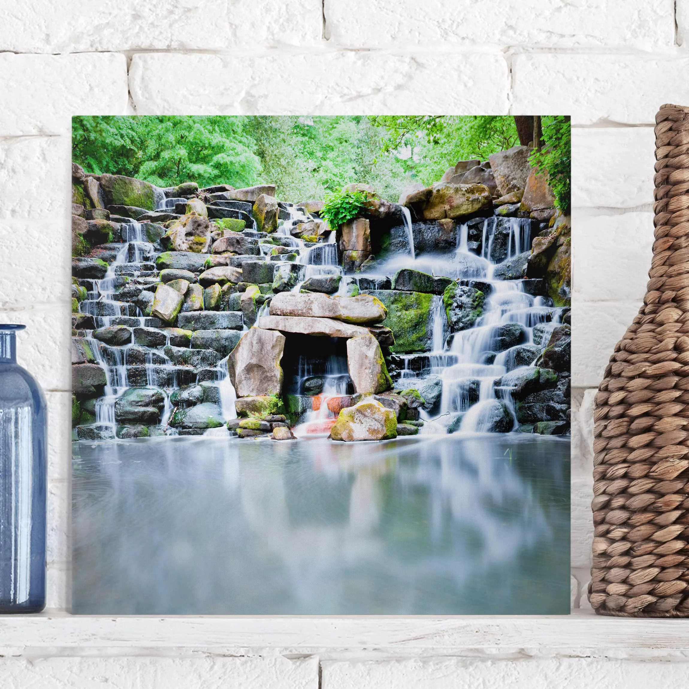 Leinwandbild Wasserfall - Quadrat Wasserfall günstig online kaufen