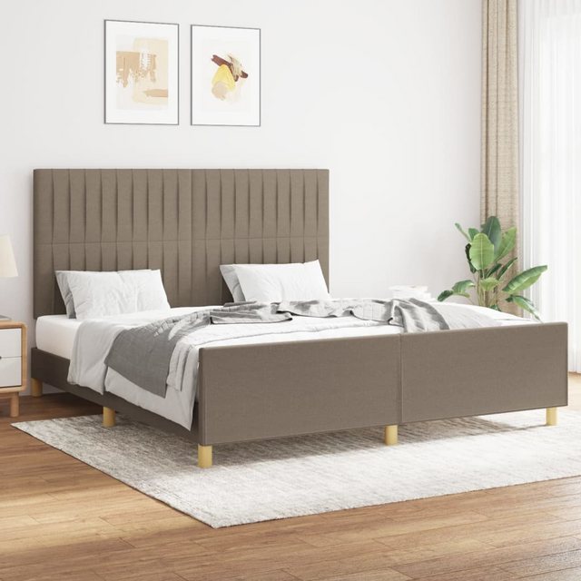 vidaXL Bettgestell Bettrahmen mit Kopfteil Taupe 160x200 cm Stoff Bett Bett günstig online kaufen