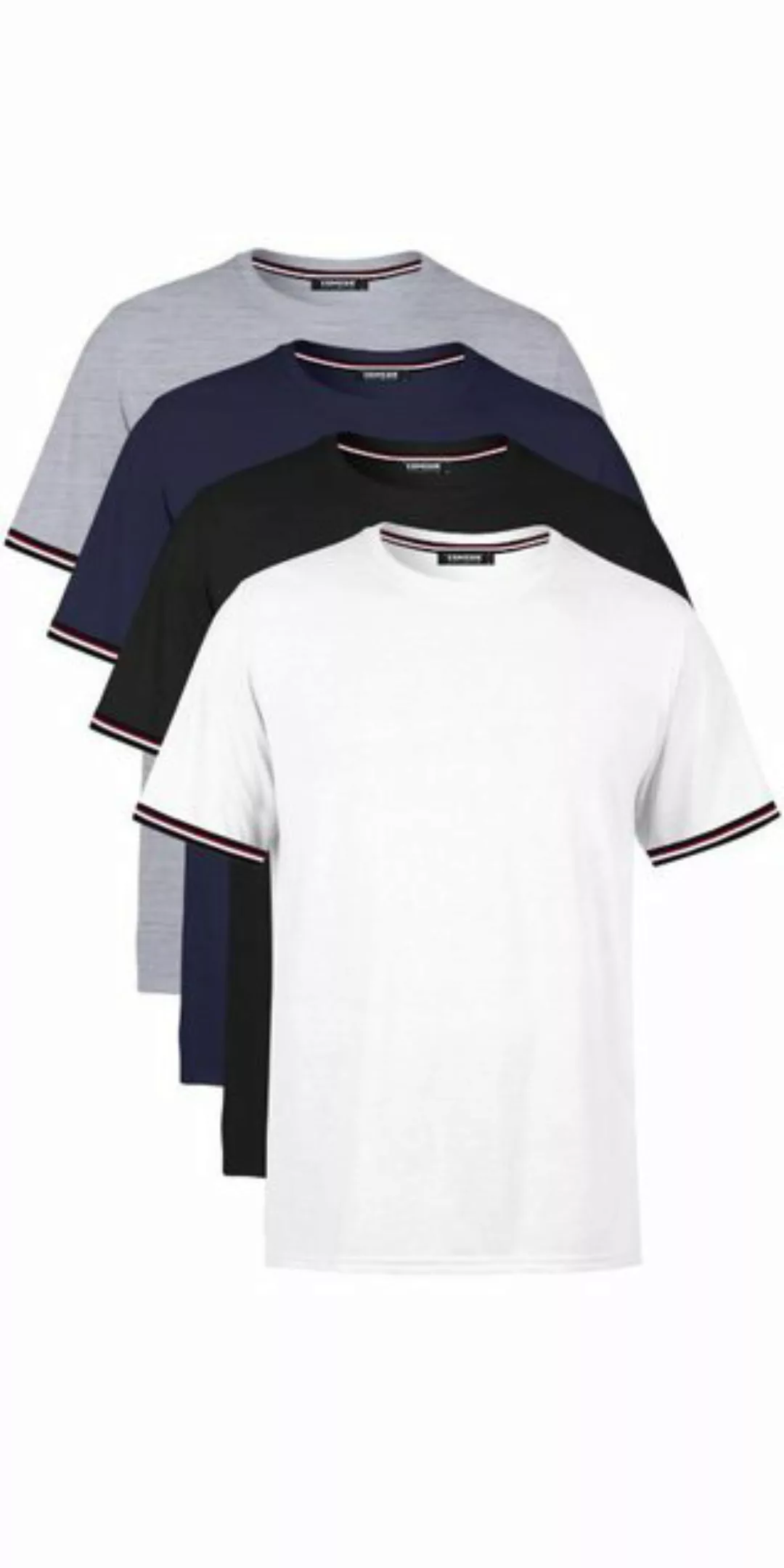 COMEOR T-Shirt Basic Herren Kurzarm Rundhalls (Packung, 4-tlg) mit gestreif günstig online kaufen