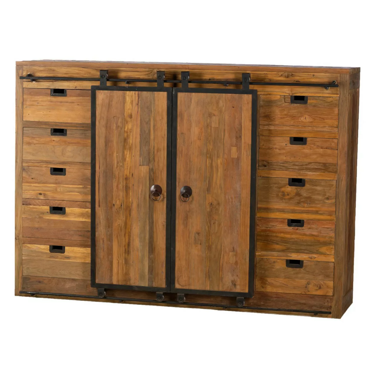 Sideboard Anrichte Industrial Treibholz Massivholz Schiebetüren Handgeferti günstig online kaufen