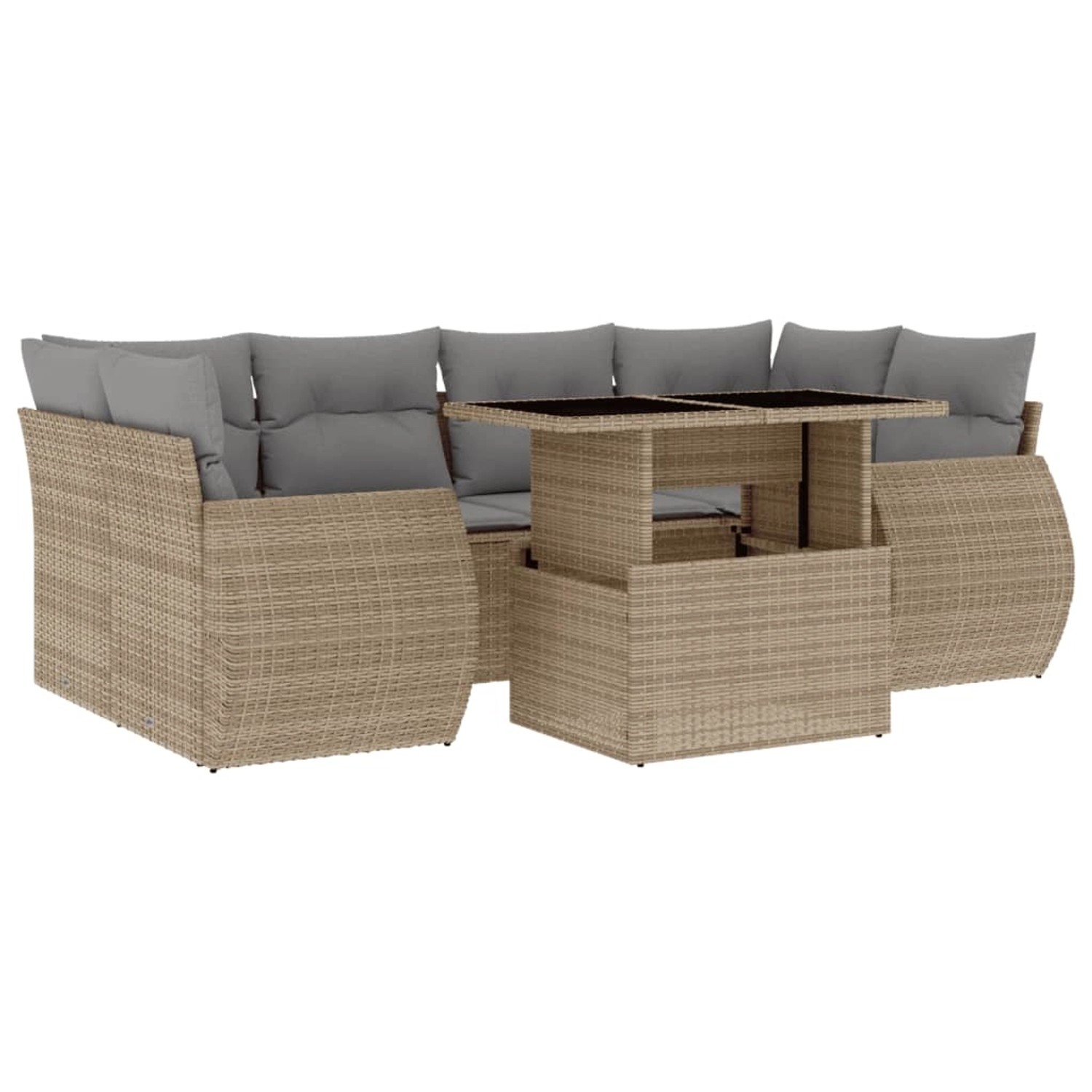 vidaXL 7-Tlg Garten-Sofagarnitur mit Kissen Beige Poly Rattan 3268389 günstig online kaufen