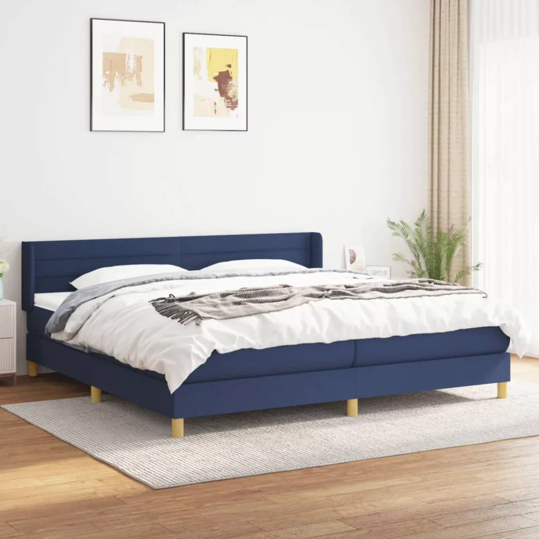 Vidaxl Boxspringbett Mit Matratze Blau 200x200 Cm Stoff günstig online kaufen