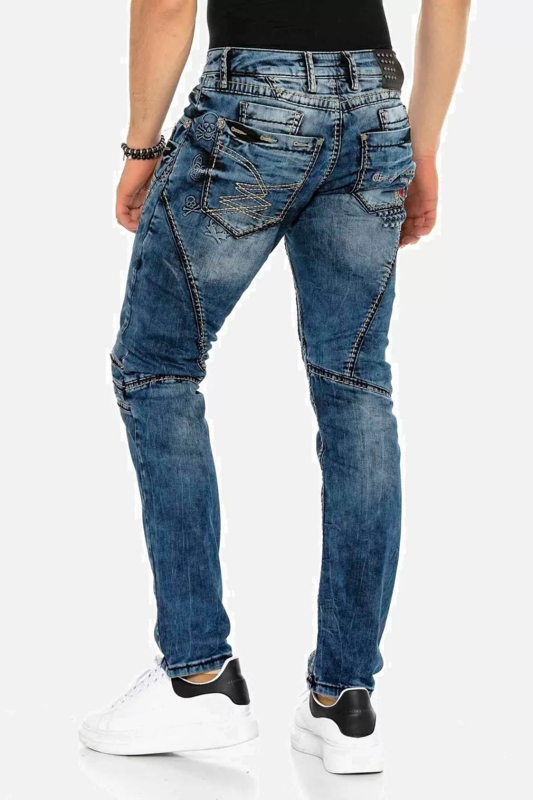 Cipo & Baxx Straight-Jeans "Jeans", mit rockigen Ziernähten, CD-418 günstig online kaufen