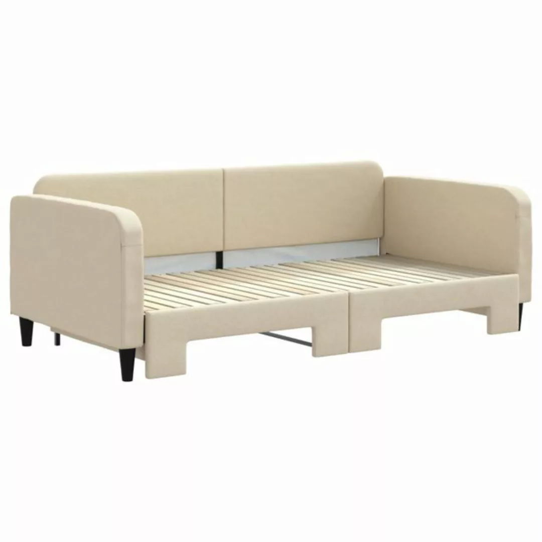 vidaXL Gästebett Gästebett Tagesbett Ausziehbar Creme 100x200 cm Stoff Bett günstig online kaufen