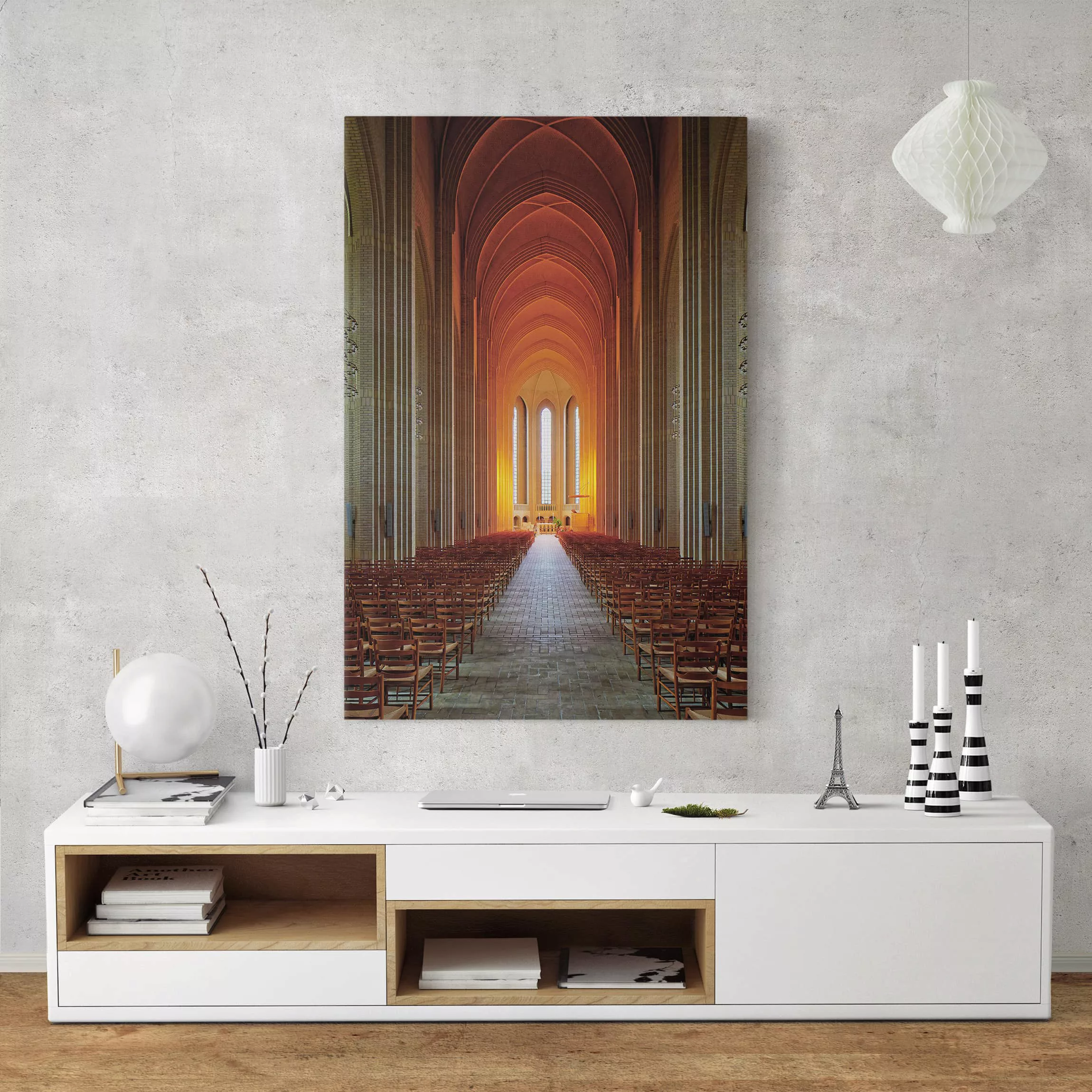 Leinwandbild Architektur & Skyline - Hochformat Grundtvigskirche in Kopenha günstig online kaufen