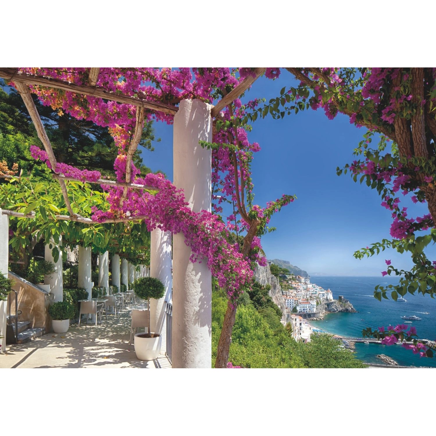 Komar Fototapete Amalfi Blau Grün und Rosa 368 x 254 cm 611027 günstig online kaufen