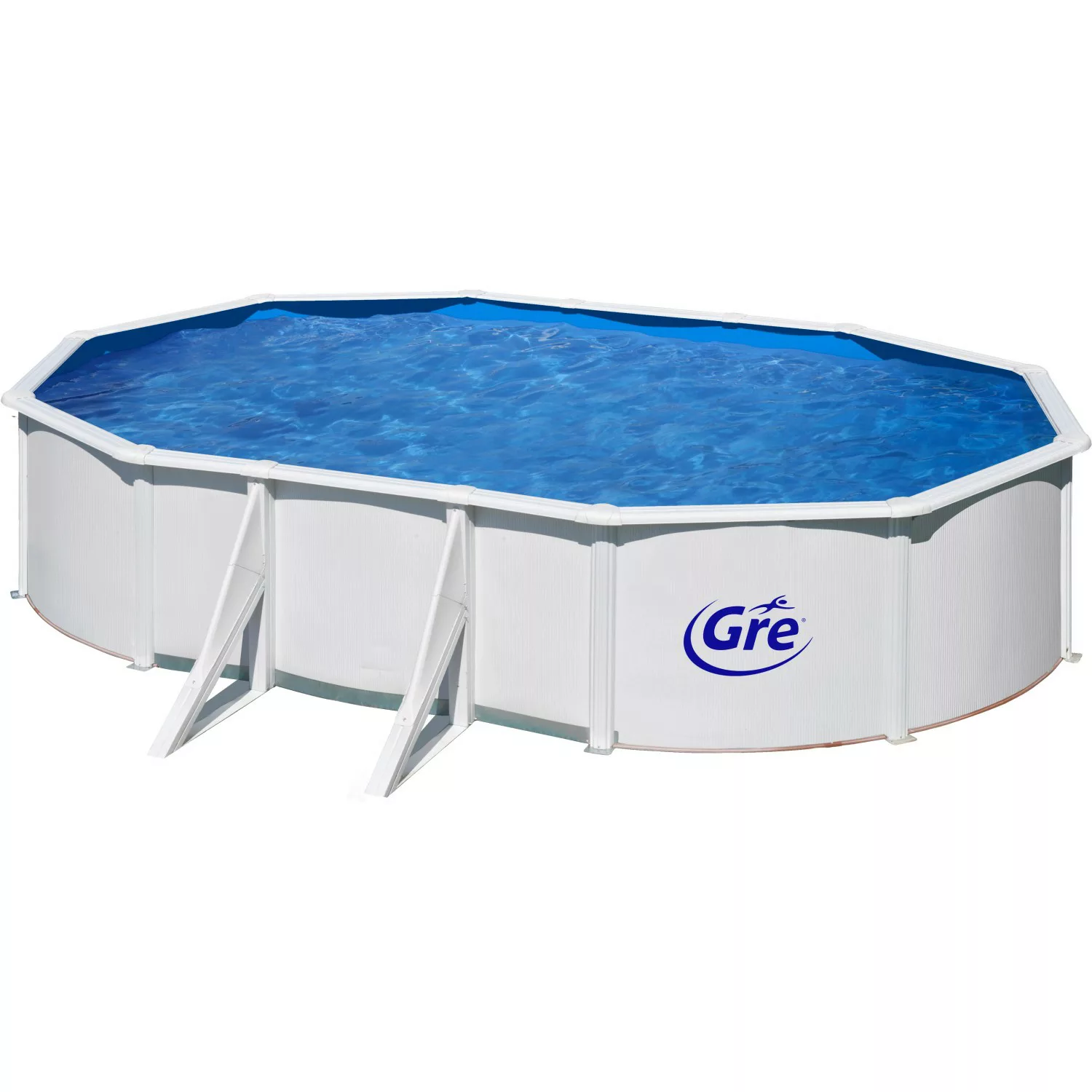 Gre Stahlwand-Pool Fidji 500 cm x 300 cm x 120 cm Oval Weiß günstig online kaufen