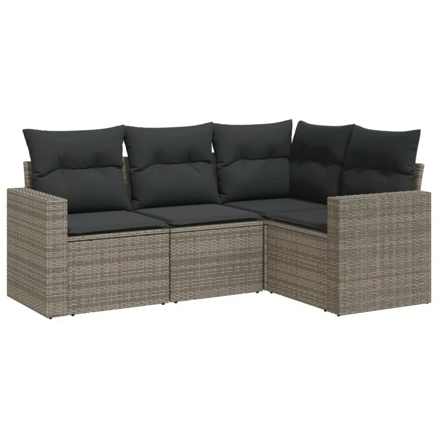 vidaXL 4-tlg Garten-Sofagarnitur mit Kissen Grau Poly Rattan Modell 6 günstig online kaufen